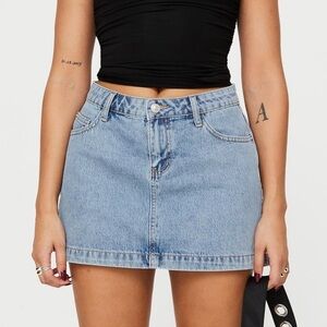 Princess Polly Nickei Denim Mini Skirt Light Wash